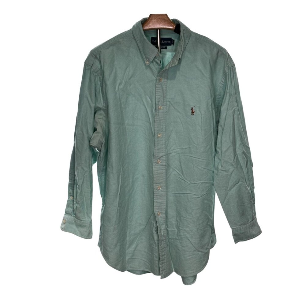 Ralph Lauren Mens Classic Fit Long Sleeve Shirt Size 17 1/2 32-33 Green Top